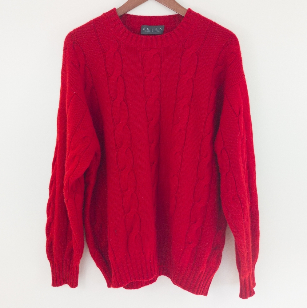 Sulka 100% Cashmere Crew Neck Sweater Red Size 52